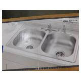New Glacier Bay 33 in. Drop-In 50/50 Double Bowl 20 Gauge Stainless Steel Kitchen Sink with Faucet