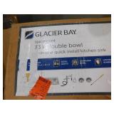 New Glacier Bay 33 in. Drop-In 50/50 Double Bowl 20 Gauge Stainless Steel Kitchen Sink with Faucet