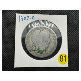 1907-O Silver Barber Half Dollar