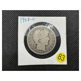 1908-D Silver Barber Half Dollar
