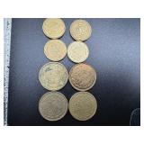 Four 100 Peso Mexican Carrenza Coins (1984 and 3 1987) and Four 1985 20  Peso Mexican Coins