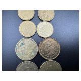 Four 100 Peso Mexican Carrenza Coins (1984 and 3 1987) and Four 1985 20  Peso Mexican Coins