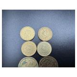 Four 100 Peso Mexican Carrenza Coins (1984 and 3 1987) and Four 1985 20  Peso Mexican Coins