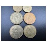 Four 100 Peso Mexican Carrenza Coins (1984 and 3 1987) and Four 1985 20  Peso Mexican Coins