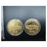 Two 24 Karat Gold Plated 1956 Corvette Coins