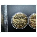 Two 24 Karat Gold Plated 1956 Corvette Coins