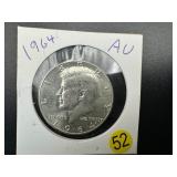 1964 90% Silver Kennedy Half Dollar Marked AU When Purchased