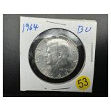 1964 90% Silver Kennedy Half Dollar Marked BU When Purchased