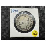 Better Date 1892 Silver Barber Half Dollar PCGS Price Guide for a G4 is $45