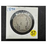 Better Date 1894 Silver Barber Half Dollar PCGS Price Guide for a G4 is $50