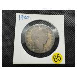 1900 Silver Barber Half Dollar