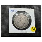 1905-S Silver Barber Half Dollar