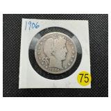 1906 Silver Barber Half Dollar