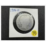 1906-D Silver Barber Half Dollar