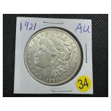 1921  Morgan Silver Dollar Marked AU When Purchased