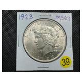 1923 Peace Silver Dollar Marked MS64 When Purchased