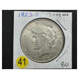 1923-S Peace Silver Dollar Marked BU When Purchased