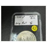 1924 Peace Silver Dollar from Original Roll  in Slab Marked Gem BU When Purchased PQ Coin with Great Luster