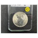 1924 Peace Silver Dollar from Original Roll  in Slab Marked Gem BU When Purchased PQ Coin with Great Luster