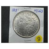 1881 Morgan Silver Dollar Marked MS63 When Purchased