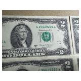Ten Sequential Two Dollar Bills