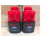 Lot of 2 - Milwaukee M12 Red Lithium 2Ah Battery Model # 44-11-2420