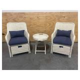 HAMPTON BAY Garden Hills 5-Piece Wicker Outdoor Chat Set with CushionGuard Sky Blue Cushions