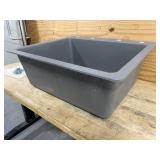 GLACIER BAY Stonehaven 25 in. Drop-In Single Bowl Black Onyx Granite Composite Kitchen Sink with Black Strainer
