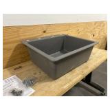 GLACIER BAY Stonehaven 25 in. Drop-In Single Bowl Black Onyx Granite Composite Kitchen Sink with Black Strainer