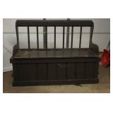 Wood bench with storage