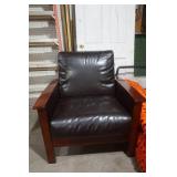 leather and wood arm chair