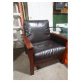 leather and wood arm chair