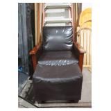 leather and wood arm chair