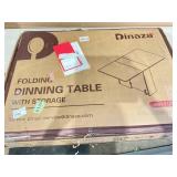 Dinaza Folding Dining Table Drop Leaf Table for Small Spaces with 2 Tier Storage Racks