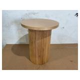 Solid Wood End Table Round, Wooden Accent Drum End Table