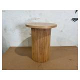 Solid Wood End Table Round, Wooden Accent Drum End Table