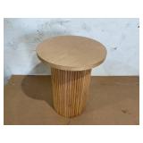 Solid Wood End Table Round, Wooden Accent Drum End Table