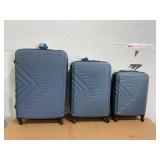 3PCS Lightweight Blue ABS Luggage Set with TSA Lock & Spinner Wheels