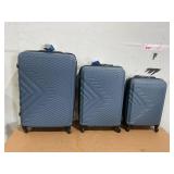 3PCS Lightweight Blue ABS Luggage Set with TSA Lock & Spinner Wheels