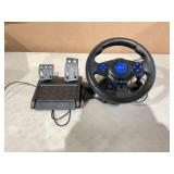ESTINK PC Game Racing Wheel,Game Steering Wheel 180 Rotation 7 in 1 Vibration USB Racing Game Wheel with Pedal for PC