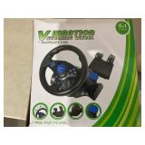 ESTINK PC Game Racing Wheel,Game Steering Wheel 180 Rotation 7 in 1 Vibration USB Racing Game Wheel with Pedal for PC