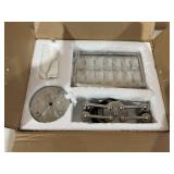 24 6-Light Modern Crystal Chandeliers Nickel Dinning Room Light Fixture, Square Pendant