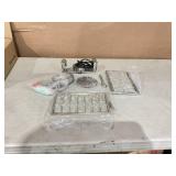 24 6-Light Modern Crystal Chandeliers Nickel Dinning Room Light Fixture, Square Pendant