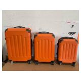 3PCS Zimtown Hardside Lightweight Spinner Orange Luggage Set with TSA Lock