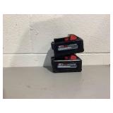 LOT OF 2 Milwaukee 48-11-1880 M18 Redlithium High Output 18v 8.0 Ah Lithium-Ion Batteries