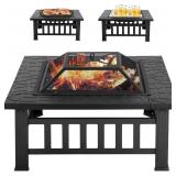 Outdoor Fire Pit for Wood 32" Metal Firepit