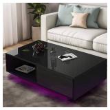 COSVALVE 43.3IN LED Black Coffee Tables for Living Room