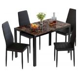 Lamerge Dining Table Set for 4, Faux Marble