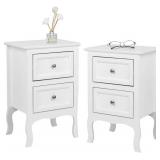 Bonnlo White Nightstand Set of 2