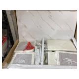 5PCS 4-person dining table set, artificial marble+PU leather chairs, suitable for restaurants